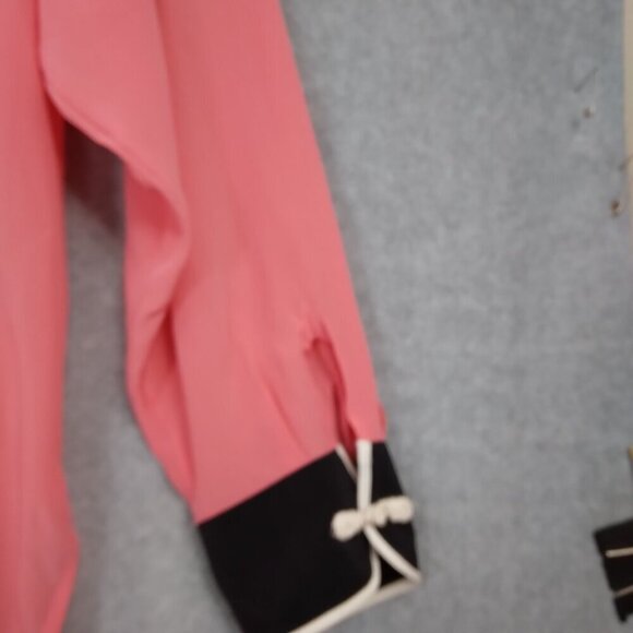 Bob Mackie | 2 Pc Dragonfly Pink Mandarin Collar Silk Blouse w/tank | Size XL - Picture 5 of 12